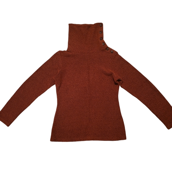 Merrell Sweaters - Merrell Orange Asymmetrical Button-up Turtleneck Longsleeve Sweater, Size S